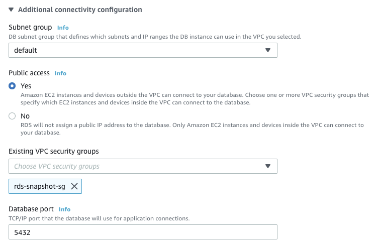 Restore RDS Options