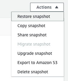 Select to restore the RDS Snapshot